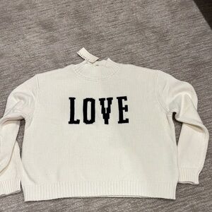 NWT Z Supply White Sweater with Black LOVE Design medium